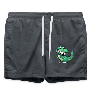 Cute T-Rex cartoon shy grinning - Swim Trunks - anthracite - Front - AI Model Male 185 light (185cm)