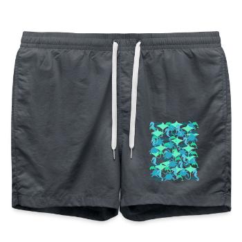 Ocean Camouflage – marine life in camouflage style - Swim Trunks - anthracite - Front - AI Model Male 185 light (185cm)