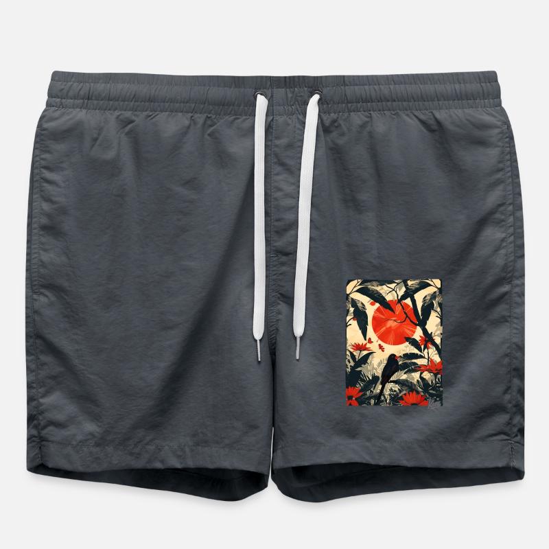 Plants, Jungle and Birds - Swim Trunks - anthracite