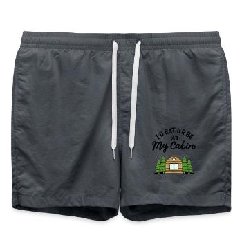 Camping Cabin Forest - Swim Trunks - anthracite - Front - AI Model Male 185 light (185cm)