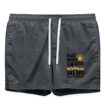 Boat, waves, sunbeams, sea days, summer, holidays - Swim Trunks - anthracite - Front - AI Model Male 185 light (185cm)