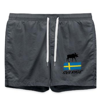 Sverige Elch Fahne Schweden Sticker Souvenir - Badeshorts - Anthrazit - Vorne - AI Model Male 185 light (185cm)