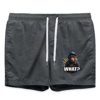 Cool Monkey T-Shirt – WHAT – Monkey with Sunglasses - Swim Trunks - anthracite - Front - AI Model Male 185 light (185cm)