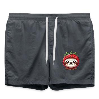 Süßes Faultier mit Erdbeere und Hut skurril - Badeshorts - Anthrazit - Vorne - AI Model Male 185 light (185cm)
