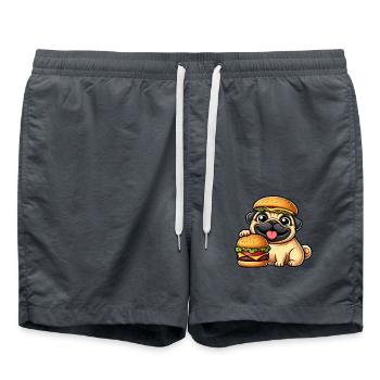 Carlin fantaisiste avec chapeau Cheeseburger Chien de restauration rapide - Short de bain - charbon - Devant - AI Model Male 185 light (185cm)