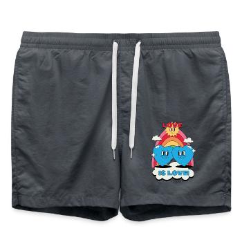love is love_blue - Swim Trunks - anthracite - Front - AI Model Male 185 light (185cm)
