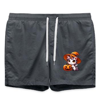 Skurriles Halloween Einhorn Dinosaurier mit - Badeshorts - Anthrazit - Vorne - AI Model Male 185 light (185cm)