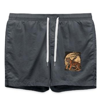 80er Jahre Retro Japanischer Tiger - Badeshorts - Anthrazit - Vorne - AI Model Male 185 light (185cm)