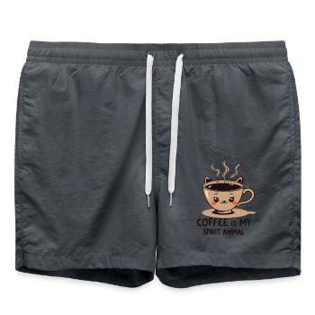 KAFFEE IST MEIN SEELENTIER - Badeshorts - Anthrazit - Vorne - AI Model Male 185 light (185cm)