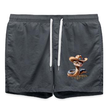 Cute snake with cowboy hat - Swim Trunks - anthracite - Front - AI Model Male 185 light (185cm)