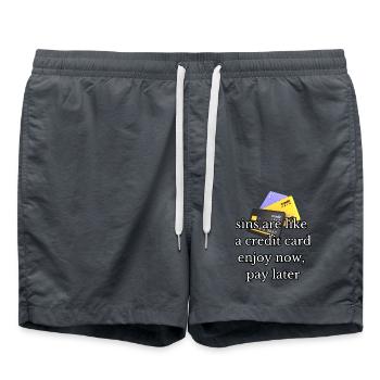 sins are like a credit card enjoy now pay later - Swim Trunks - anthracite - Front - AI Model Male 185 light (185cm)