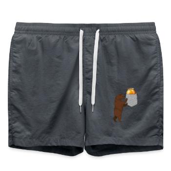 Ours cherchant un baril de miel dans votre fausse poche - Short de bain - charbon - Devant - AI Model Male 185 light (185cm)