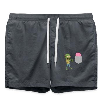 Zombie Reaching For Brain In Your Fake Pocket Fun - Swim Trunks - anthracite - Front - AI Model Male 185 light (185cm)