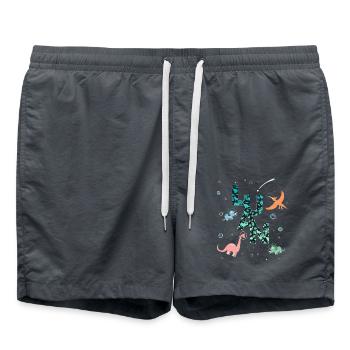 LUAN - Schöner Jungen Name mit Dinosaurier - Badeshorts - Anthrazit - Vorne - AI Model Male 185 light (185cm)