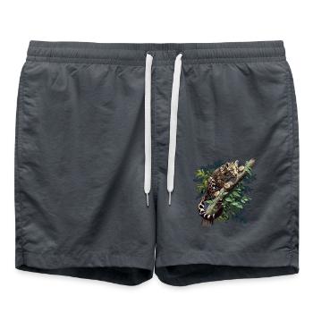 Clouded Leopard Nebelparder - Swim Trunks - anthracite - Front - AI Model Male 185 light (185cm)