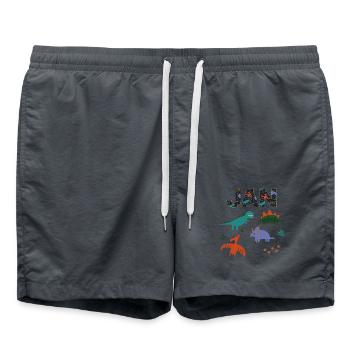 JAN - Beau prénom de garçon avec dinosaure - Short de bain - charbon - Devant - AI Model Male 185 light (185cm)
