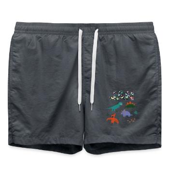 JAN - Beau prénom de garçon avec dinosaure - Short de bain - charbon - Devant - AI Model Male 185 light (185cm)