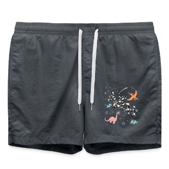 ANTON - Beau prénom de garçon avec dinosaure - Short de bain - charbon - Devant - AI Model Male 185 light (185cm)