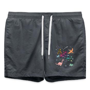 ANTON - Beau prénom de garçon avec dinosaure - Short de bain - charbon - Devant - AI Model Male 185 light (185cm)