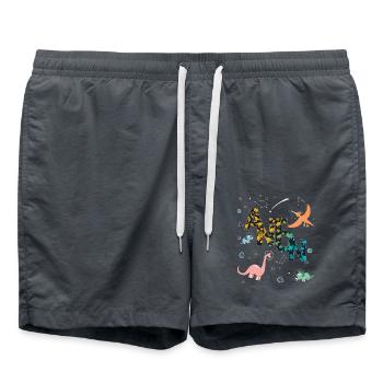 ANTON - Beau prénom de garçon avec dinosaure - Short de bain - charbon - Devant - AI Model Male 185 light (185cm)