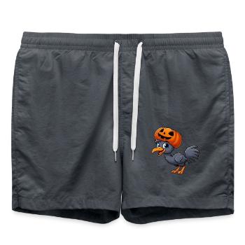 Lustiger Strauß Emu Kürbishut Halloween Cartoon - Badeshorts - Anthrazit - Vorne - AI Model Male 185 light (185cm)
