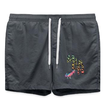 MILAN - Beau prénom de garçon avec dinosaure - Short de bain - charbon - Devant - AI Model Male 185 light (185cm)