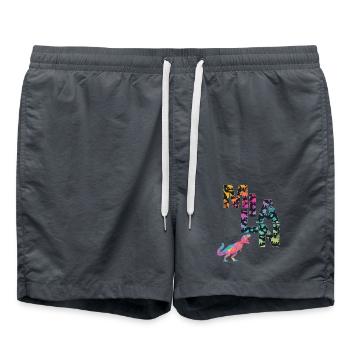 MILAN - Beau prénom de garçon avec dinosaure - Short de bain - charbon - Devant - AI Model Male 185 light (185cm)
