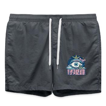 Verwirrte Collage: Comic-Kunst Auge der Natur - Badeshorts - Anthrazit - Vorne - AI Model Male 185 light (185cm)