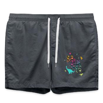 MILAN - Beau prénom de garçon avec dinosaure - Short de bain - charbon - Devant - AI Model Male 185 light (185cm)