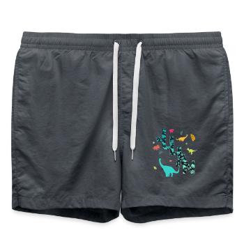 JULIAN - Beautiful boy name with dinosaur - Swim Trunks - anthracite - Front - AI Model Male 185 light (185cm)
