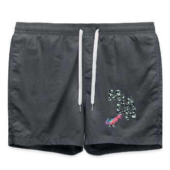 MILAN - Beau prénom de garçon avec dinosaure - Short de bain - charbon - Devant - AI Model Male 185 light (185cm)