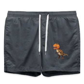 Funny Halloween T-Rex Dinosaur Comic - Swim Trunks - anthracite - Front - AI Model Male 185 light (185cm)