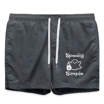 Juste effrayant drôle fantôme Halloween minimal - Short de bain - charbon - Devant - AI Model Male 185 light (185cm)