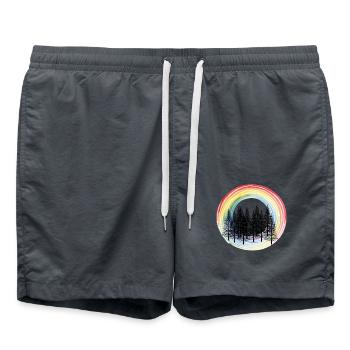 Fir Forest Rainbow Nature Lover - Swim Trunks - anthracite - Front - AI Model Male 185 light (185cm)