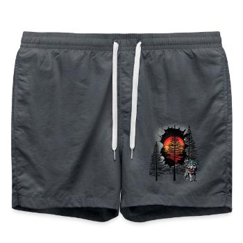 Wolf, Wolves, Mystical, Forest, Forest Animals, Fairy Tale - Swim Trunks - anthracite - Front - AI Model Male 185 light (185cm)