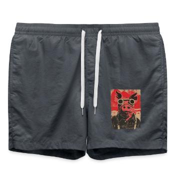 Drôle Crazy Steampunk Pilote Cochon - Short de bain - charbon - Devant - AI Model Male 185 light (185cm)
