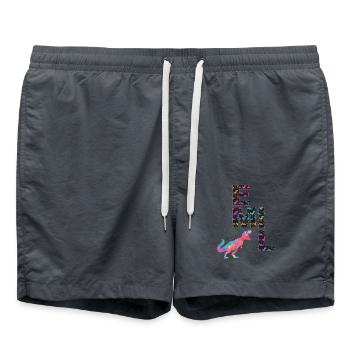 EMIL - Schöner Jungen Name mit Dinosaurier - Badeshorts - Anthrazit - Vorne - AI Model Male 185 light (185cm)