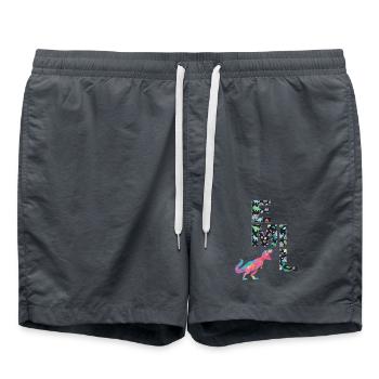 EMIL - Schöner Jungen Name mit Dinosaurier - Badeshorts - Anthrazit - Vorne - AI Model Male 185 light (185cm)