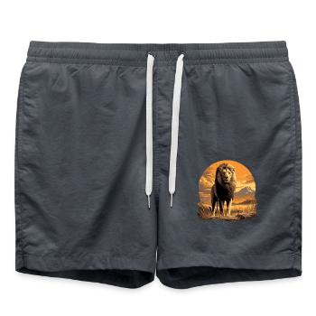 Lion Löwen Löwe - Swim Trunks - anthracite - Front - AI Model Male 185 light (185cm)