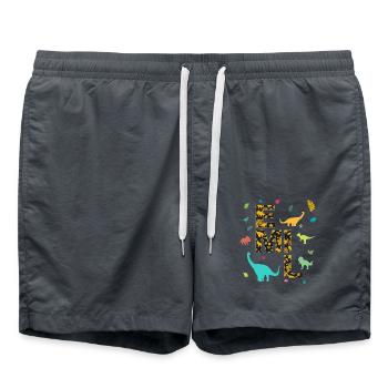 EMIL - Schöner Jungen Name mit Dinosaurier - Badeshorts - Anthrazit - Vorne - AI Model Male 185 light (185cm)
