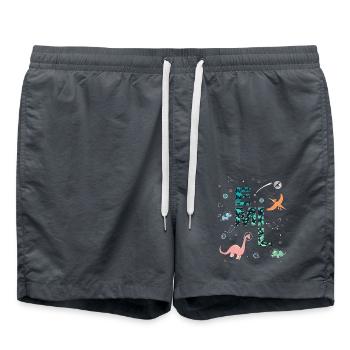 EMIL - Beau prénom de garçon avec dinosaure - Short de bain - charbon - Devant - AI Model Male 185 light (185cm)