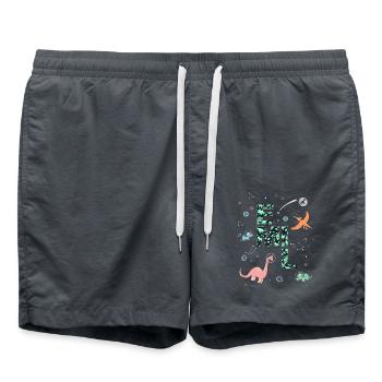 EMIL - Beau prénom de garçon avec dinosaure - Short de bain - charbon - Devant - AI Model Male 185 light (185cm)