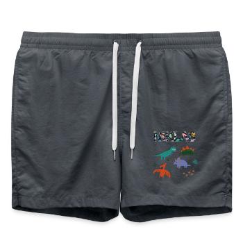 NIKLAS - Beautiful boy name with dinosaur - Swim Trunks - anthracite - Front - AI Model Male 185 light (185cm)