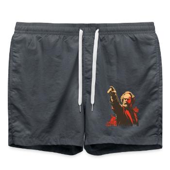 Propaganda style: Marx, I told you - Swim Trunks - anthracite - Front - AI Model Male 185 light (185cm)