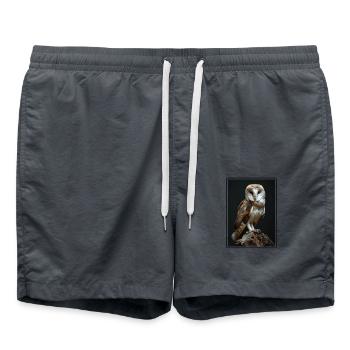 Barn Owl Schleiereulen Schleiereule - Swim Trunks - anthracite - Front - AI Model Male 185 light (185cm)