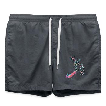 NIKLAS - Schöner Jungen Name mit Dinosaurier - Badeshorts - Anthrazit - Vorne - AI Model Male 185 light (185cm)