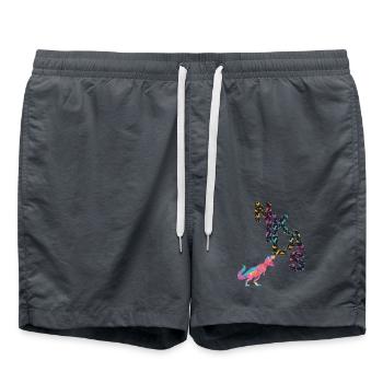NIKLAS - Beautiful boy name with dinosaur - Swim Trunks - anthracite - Front - AI Model Male 185 light (185cm)