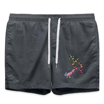 NIKLAS - Schöner Jungen Name mit Dinosaurier - Badeshorts - Anthrazit - Vorne - AI Model Male 185 light (185cm)