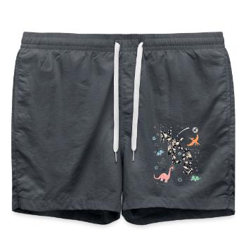 NIKLAS - Schöner Jungen Name mit Dinosaurier - Badeshorts - Anthrazit - Vorne - AI Model Male 185 light (185cm)