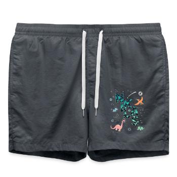 NIKLAS - Beautiful boy name with dinosaur - Swim Trunks - anthracite - Front - AI Model Male 185 light (185cm)